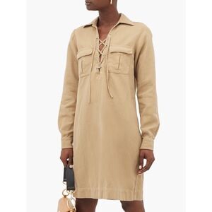 Nili Lotan Andrea cotton Llnen blend shirt dress